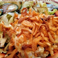 Chicken & Rice Casserole with Crunchy Onion Topping