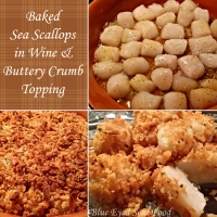 Baked Sea Scallops in Shallot, Garlic & Wine Reduction Sauce with Buttery Cracker Crumb Topping